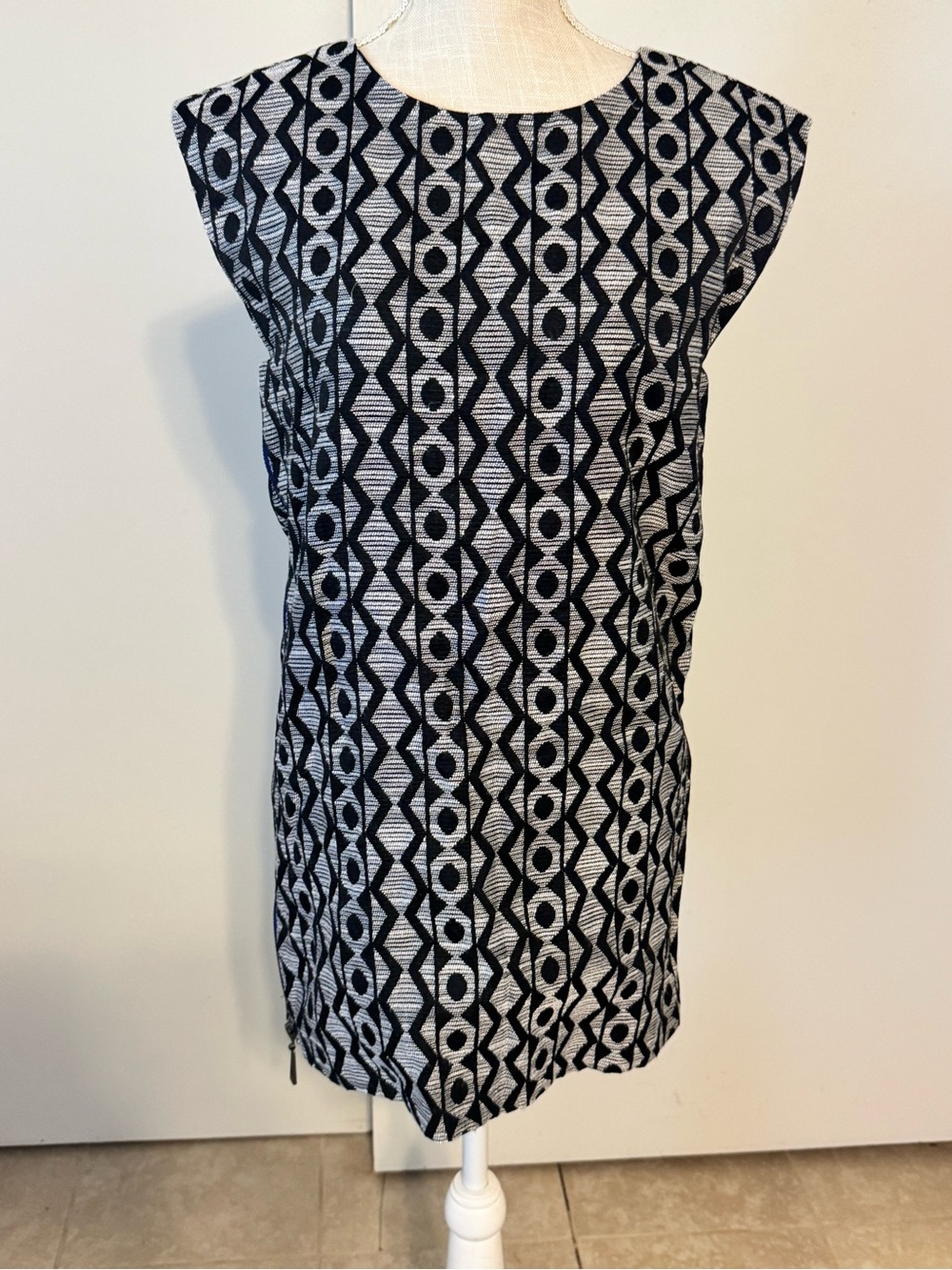 Lively Black and White Geometric Mini Dress